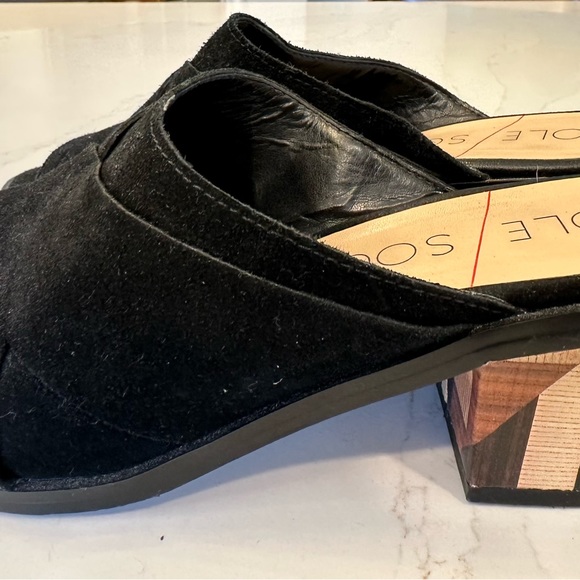 Sole Society black suede sandals block heel size 8 - Picture 4 of 5
